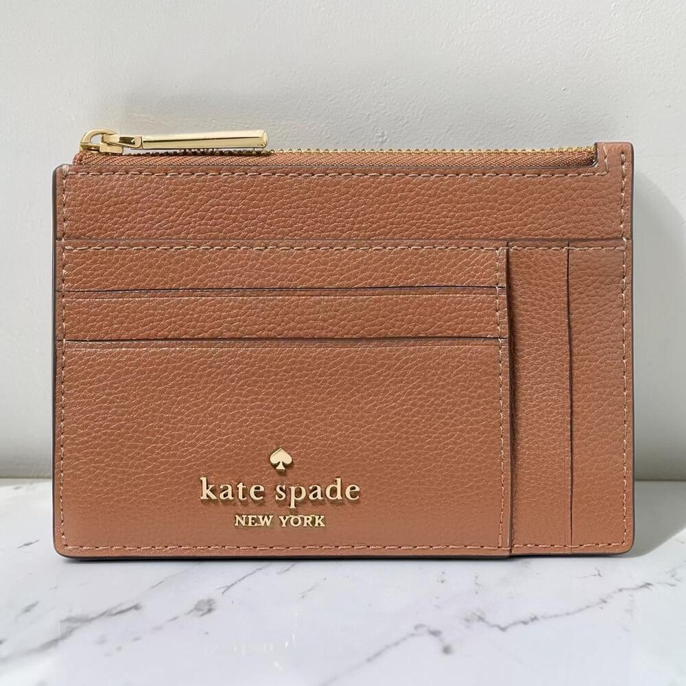 NWT Kate Spade Large Slim Card Holder Wallet Warm Gingerbread Leather KP227